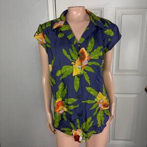 Pataloha Women's Shirt 10 Rayon Floral Hawaiian Button Tencel Lyocell S/S Y3-30